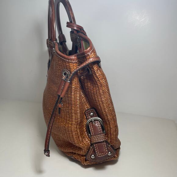 Vintage Fossil Brown Straw Basket Weave Handbag Purse - Picture 5 of 13